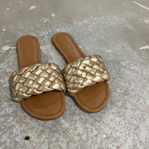 Women's Gold Slide Sandals